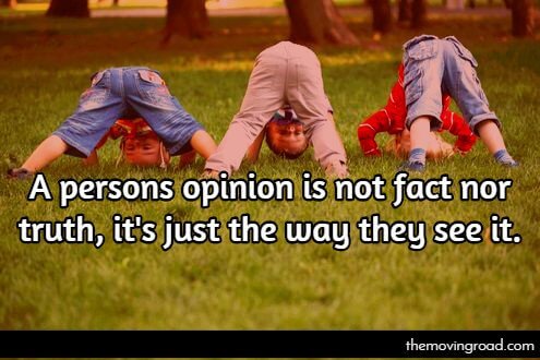 A persons opinion is not fact nor truth, it's just the way they see it.