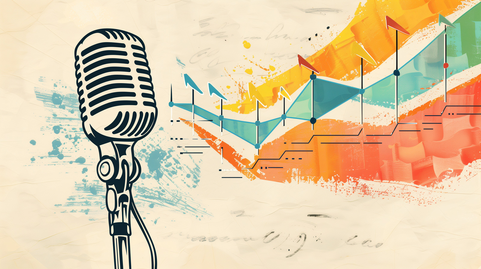 How does my podcast rank? How Podstatus Empowers My Podcast 9 a microphone and a graph showing a podcast growing over time